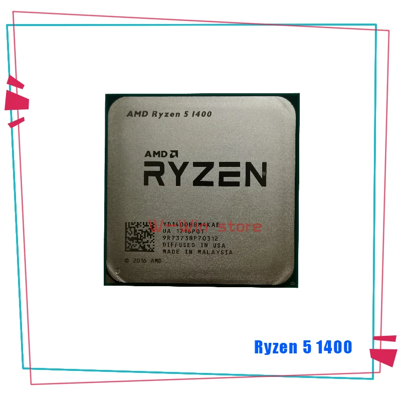 Четырехъядерный процессор AMD Ryzen 5 1400 R5 1400 3,2 ГГц YD1400BBM4KAE Socket AM4
