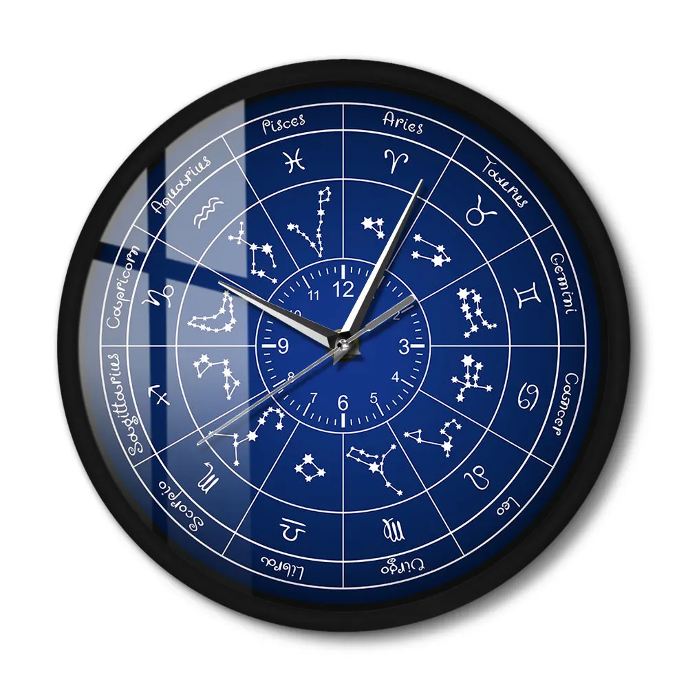 

12 Constellations Decorative Wall Clock Metal Frame LED LIighting Wall Watch Voice Control Smart Modern Home Decor Timepieces