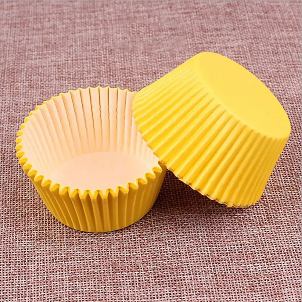 yellow 100 шт./компл. кекс Бумага чашек торта Формы для кексов форма для выпечки «Маффин» коробка чашки чехол вечерние лотка торта формочка, Инструменты для декорирования - Цвет: yellow