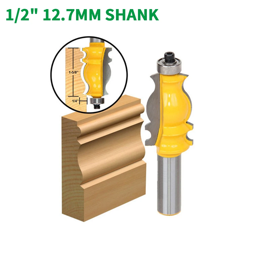 

1PC 1/2" 12.7MM Shank Milling Cutter Wood Carving Architectural Molding Router Bit Woodwork Tenon Cutter for Woodworking Tools