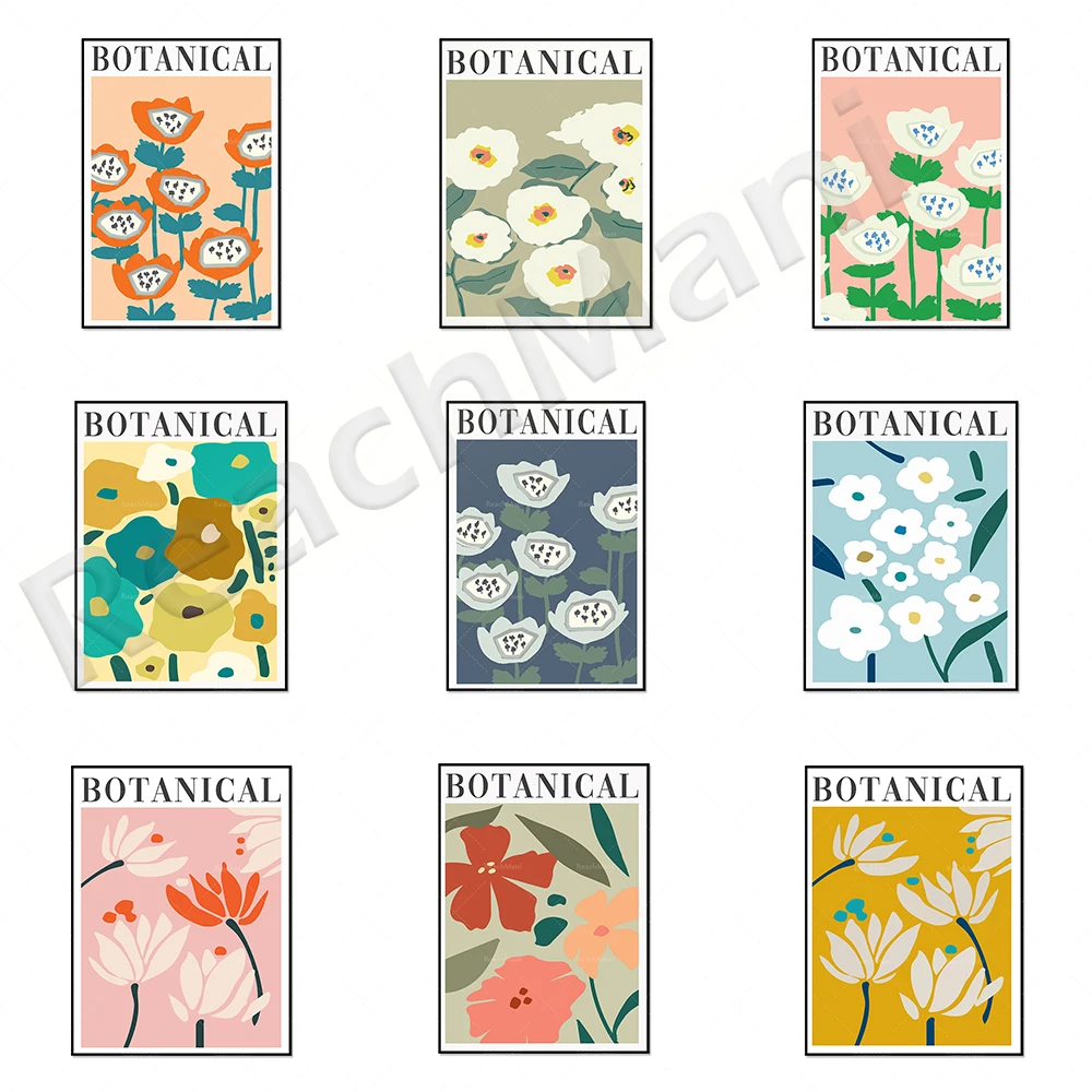 Настенные художественные Цветочные плакаты абстрактная Ретро Настенная картина