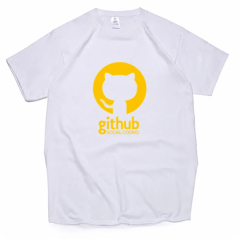 Европейский размер, мужские футболки с забавным принтом Github Cat, женские летние мягкие хлопковые футболки унисекс, хлопок, брендовая одежда - Цвет: T10-white