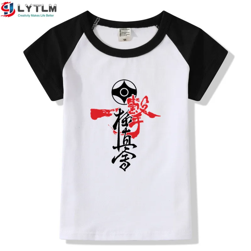 LYTLM Kyokushin карате футболки детская одежда футболка для мальчиков подарок Гонг-фу детские топы летний топ с короткими рукавами Koszulki - Цвет: DX Raglan Black