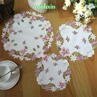 2022 modern satin table place mat cloth embroidered pad cup mug christmas tea coaster easter dining drink placemat doily kitchen