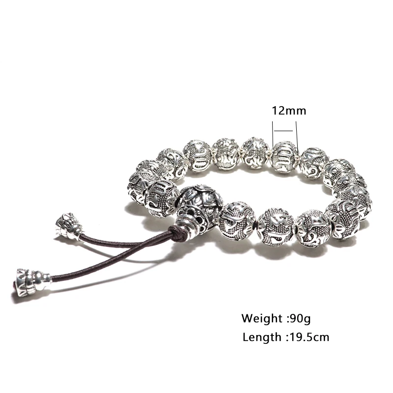 Мужской браслет на санскрите Diffone античный Серебристый в стиле хип-хоп с бусинами