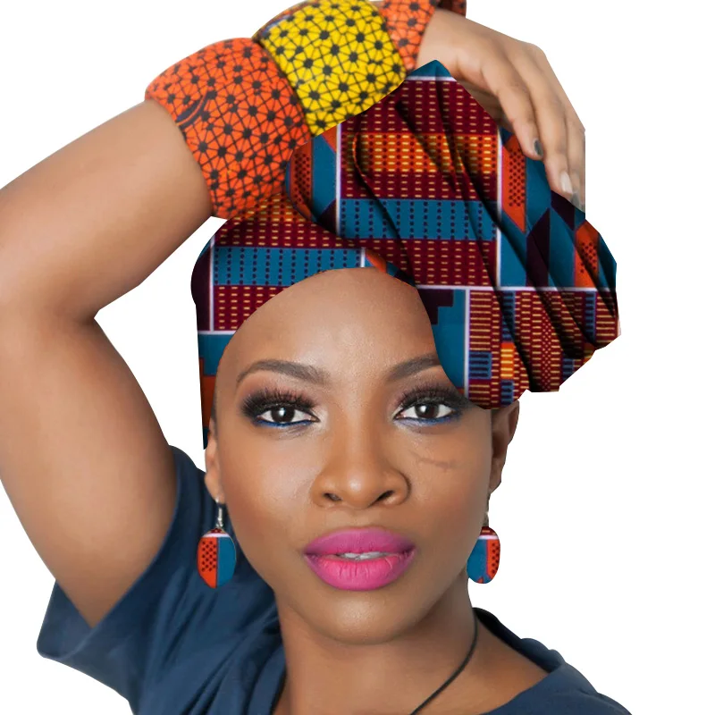 Дашики Женские аксессуары для волос базин богатый Африканский галстук шарф и