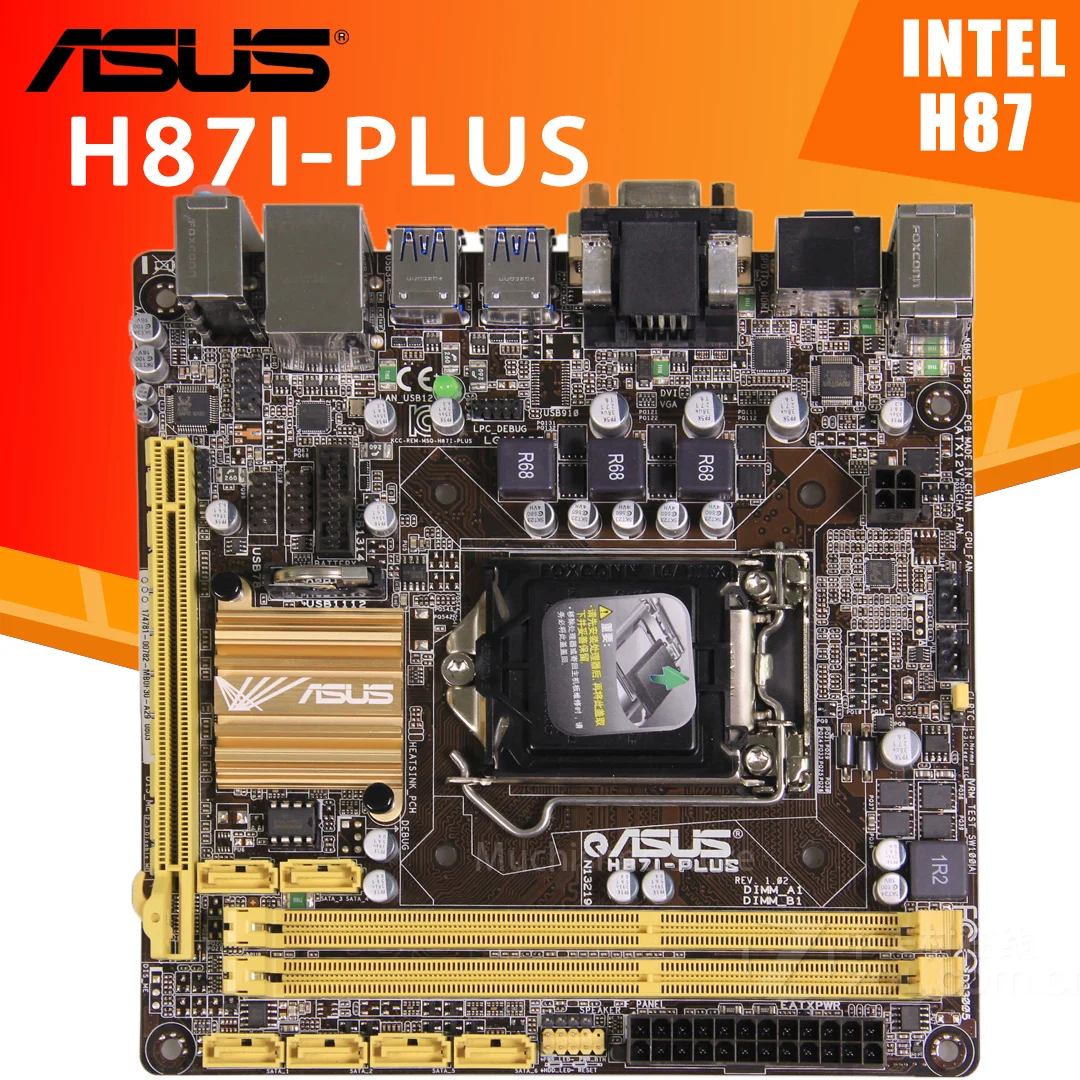 Preise LGA 1150 Asus H87I-PLUS Motherboard I7 I5 I3 DDR3 16GB PCI-E 3,0 DVI VGA Overlocking Desktop H87 Placa-mãe 1150 Mini-ITX