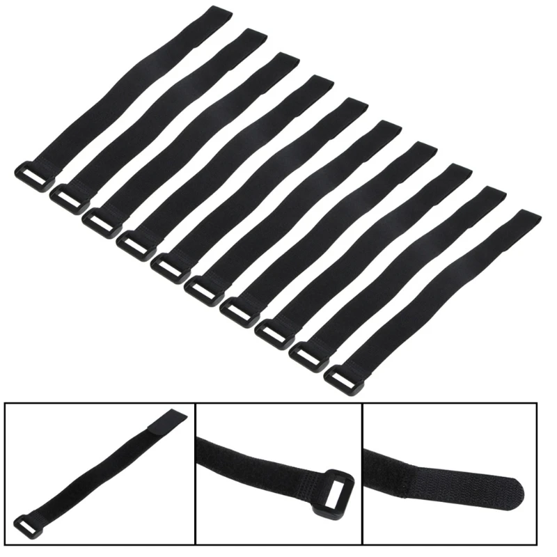 

10X 30x2cm Strong RC Tie Battery Down Reusable Strap Antiskid Cable Straps Black