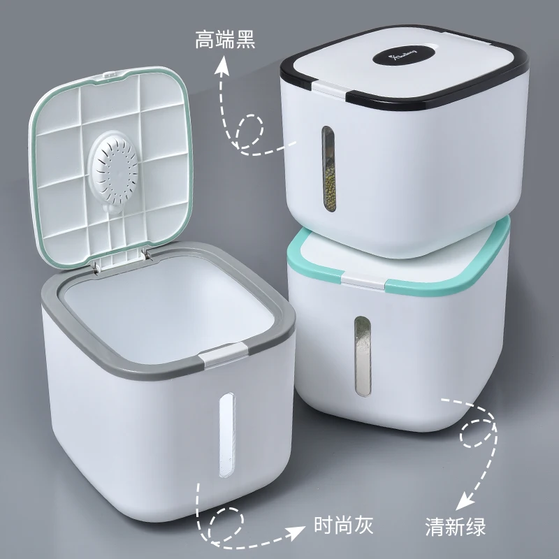 

Sealed Moisture-proof Grain Food Container Rice Grain Storage Box Anti-Oxidation 10kg Rice Bucket Kitchen Food Storage Container