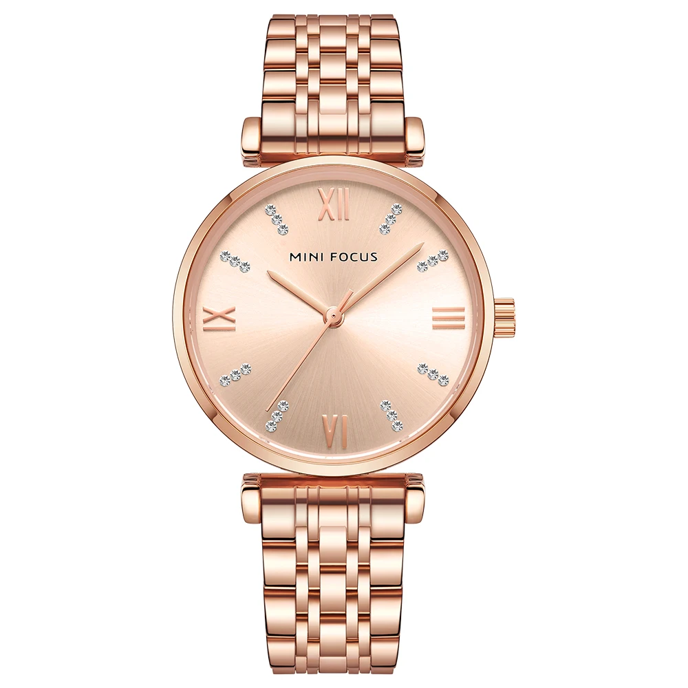 Часы женские из нержавеющей стали под розовое золото водостойкие до 30 м|Женские