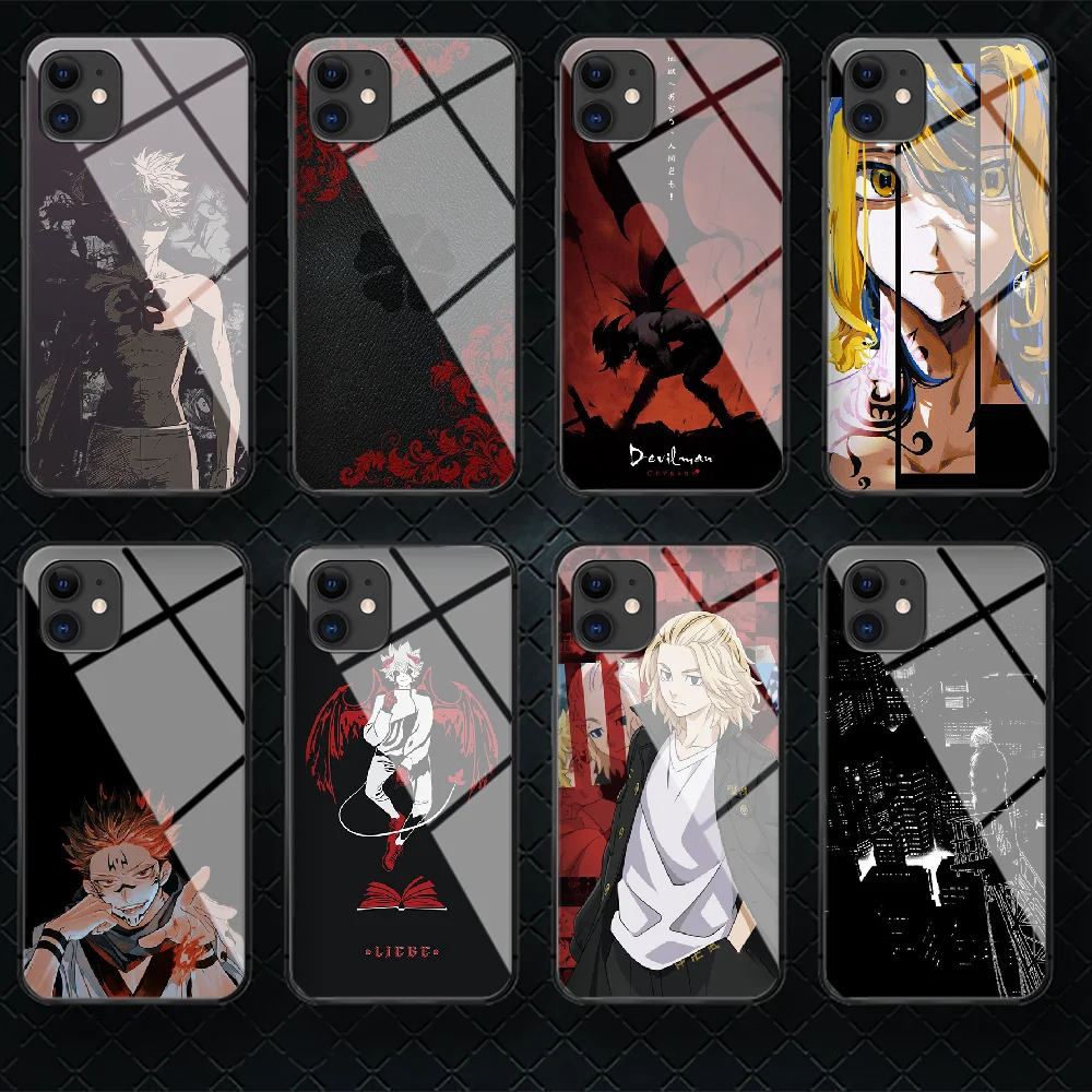 

Tokyo Japan Revengers Tempered Glass Phone Case Cover For IPhone 5 6 7 8 11 12 S Plus Xr X Xs Pro Max Mini Se 2020 Black