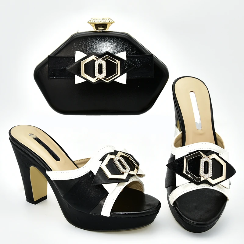 Новейший комплект из обуви и сумки золотистого цвета в итальянском стиле