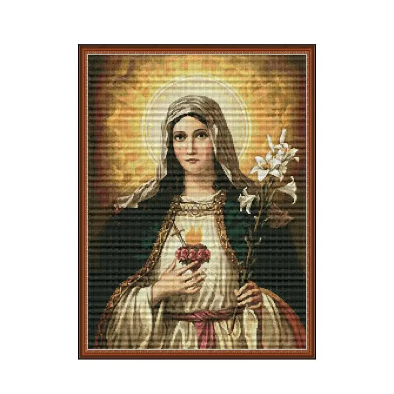 

Mary's Heart cross stitch kit aida 14ct 11ct count print canvas cross stitches needlework embroidery DIY