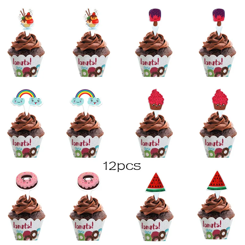 Одноразовая посуда бумажные тарелки салфетки кекс Топпер Рождество пончик