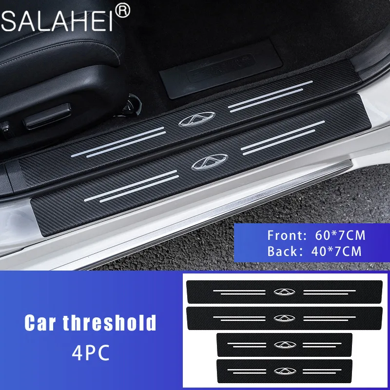 

4 Pcs/set Car Door Threshold Carbon Fiber Protection Sticker Sill Decor Decal For Chery Tiggo 2 7 3 5 T11 M11 A1 Fulwin QQ A3 A5