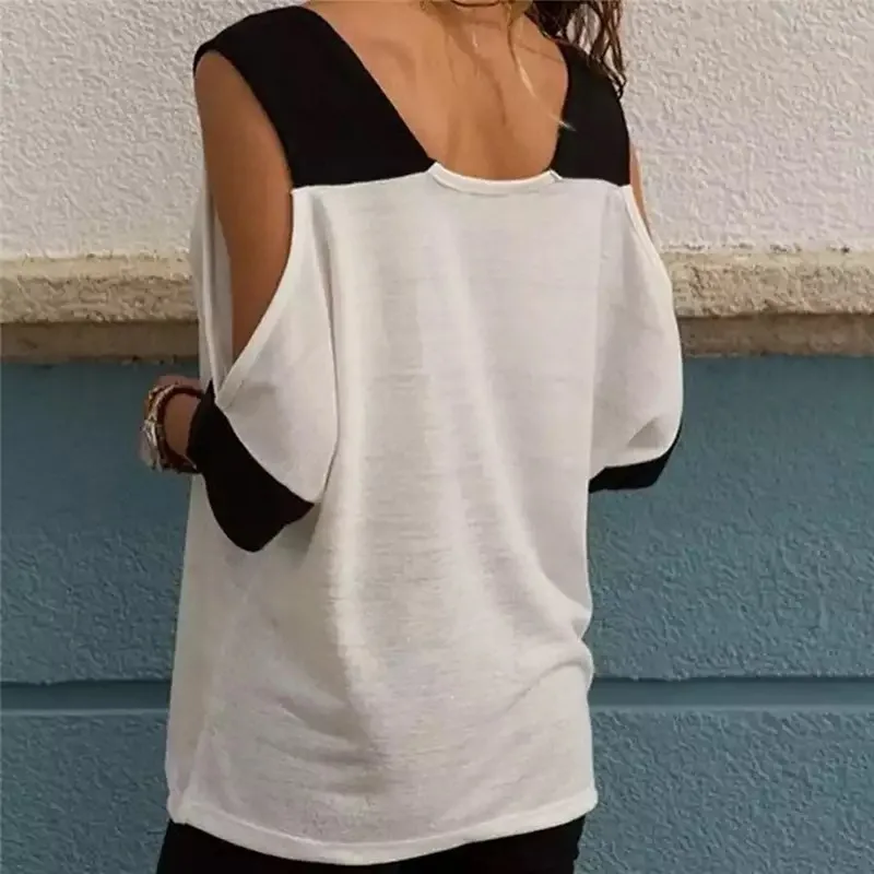 

Women Tshirt Deep V-neck Summer T-Shirt Short Sleeve Women's Sexy Off Shoulder Casual Loose Solid Tshirt Party Tee Tops