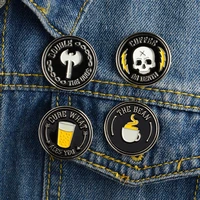 gothic black punk pins brooch mens dark lapel pin skeleton devil beer coffee bean gothic bag lapel pin shirt badge jewelry gift