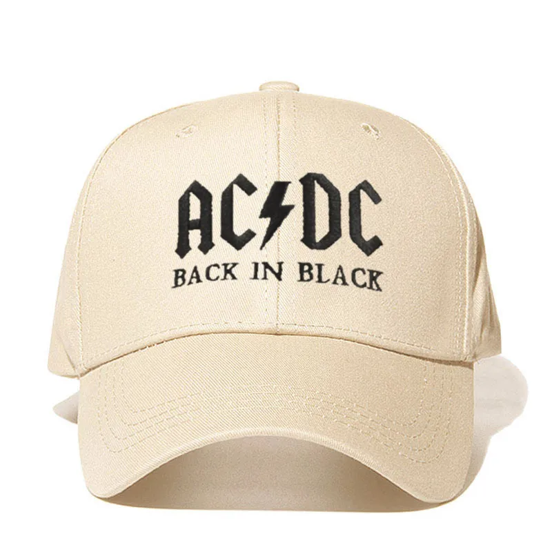 Beige black Новинка, бейсболка с полосами AC/DC, кепка в стиле рок, хип-хоп, Мужская бейсболка acdc, Кепка с вышитыми буквами, Повседневная шляпа для диджея, рок, папы, Прямая поставка - Цвет: Beige black
