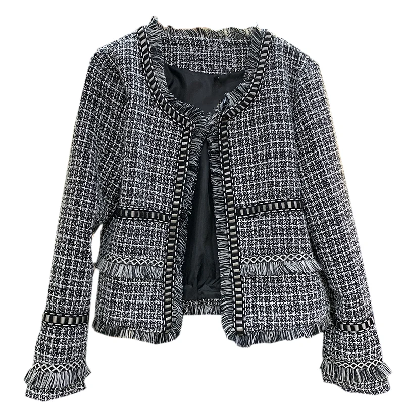 

Brief paragraph small coat spring/autumn 2021 fashion loose cardigan design feeling tassel coat