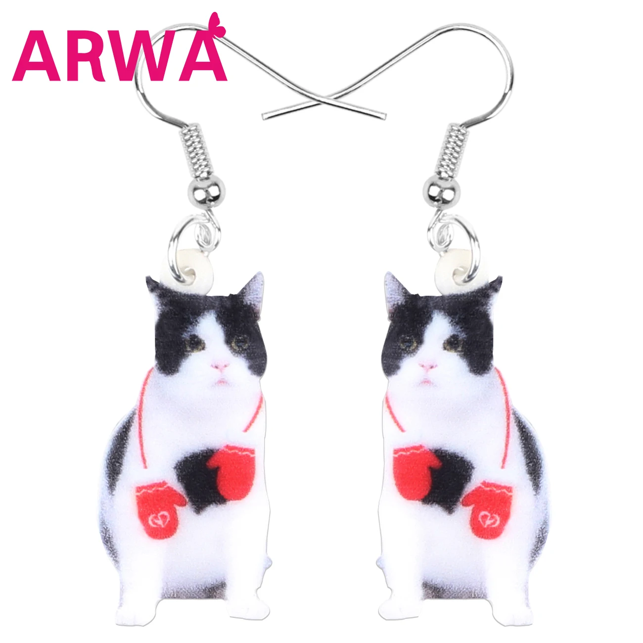 Bonsny акриловые рождественские жесткие кошачьи перчатки серьги подвески в форме