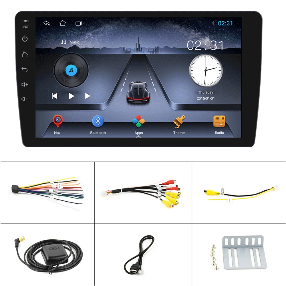 Podofo Android 10.0 GPS навигация автомобильный стерео 2Din 10 1 'ɿM RDS 1G + 32G мультимедийный