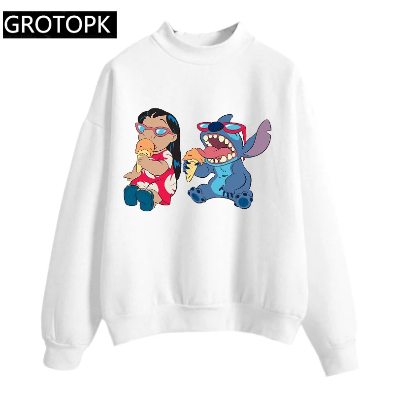Женская модная толстовка с капюшоном Lilo Stitch Harajuku Kawaii, толстовки с милым рисунком, женские повседневные толстовки с принтом, милые повседневные топы