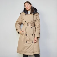 down trench coat winter white duck down jacket women hooded long thick warm jackets puffer feather female
