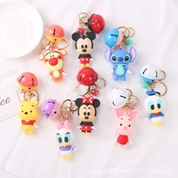 disney cute cartoon mickey stitch minnie doll key chain pendant lovers bag stereoscopic accessories keychain keyring