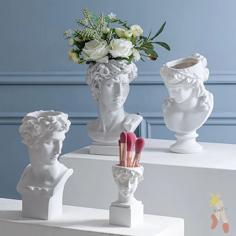 Голова Давида статуя из смолы гипс ваза для сушеных цветов декор гостиной кисть