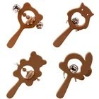 Деревянная погремушка-медведь из бука, деревянное кольцо для прорезывания зубов, детские погремушки, деревянные игрушки для игры в тренажерный зал, обучающие игрушки для детской коляски