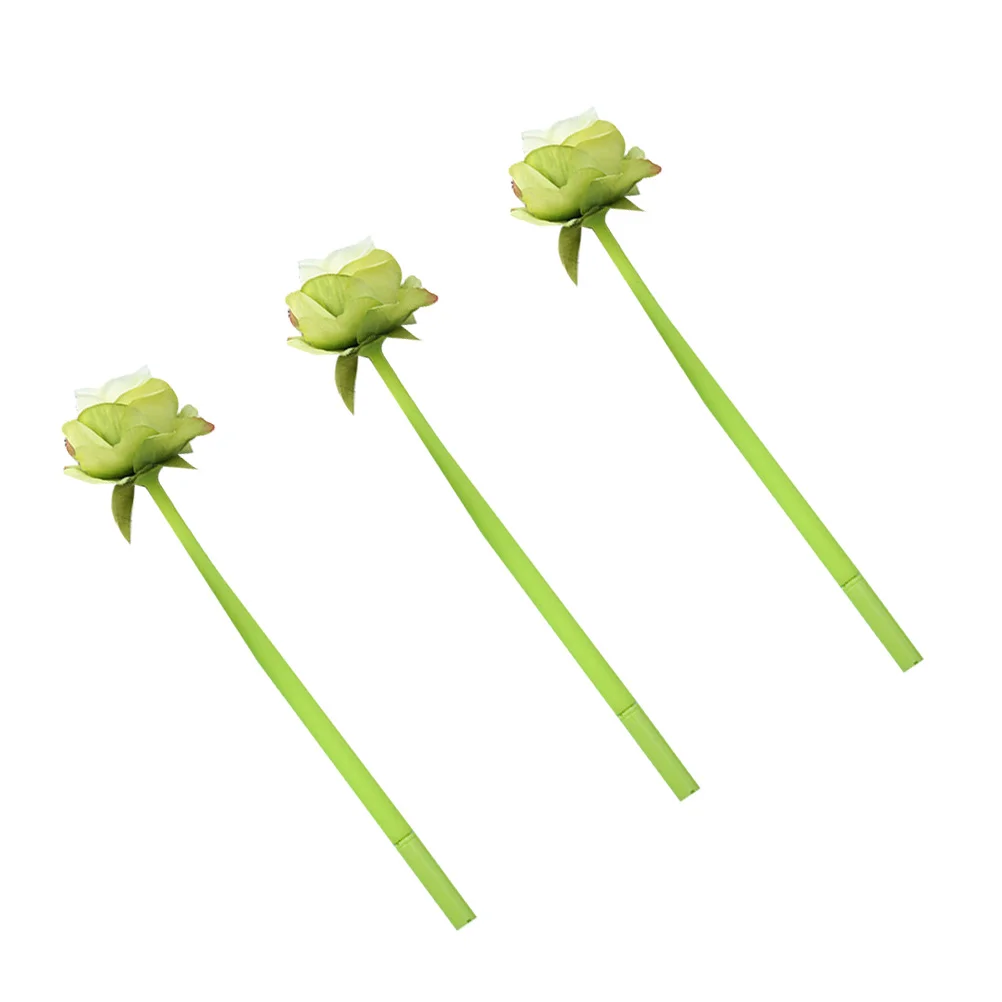 

3pcs 0.5mm Rose Shaped Pen Lovely Rollerball Pen Creative Romantic Wrriting Pens for Home Office School (Blue Ink)
