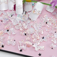30pcsset 12 styles sparkling nail art decorations butterfly shell flower shape diy 3d transparent aurora manicure accessories