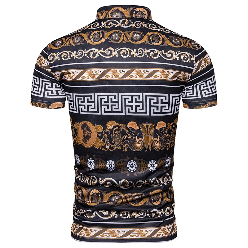 

Cross-Border Exclusive Fashion Court Style Printed Men's Fashion Short Sleeve Printed Polo Shirt Pl85