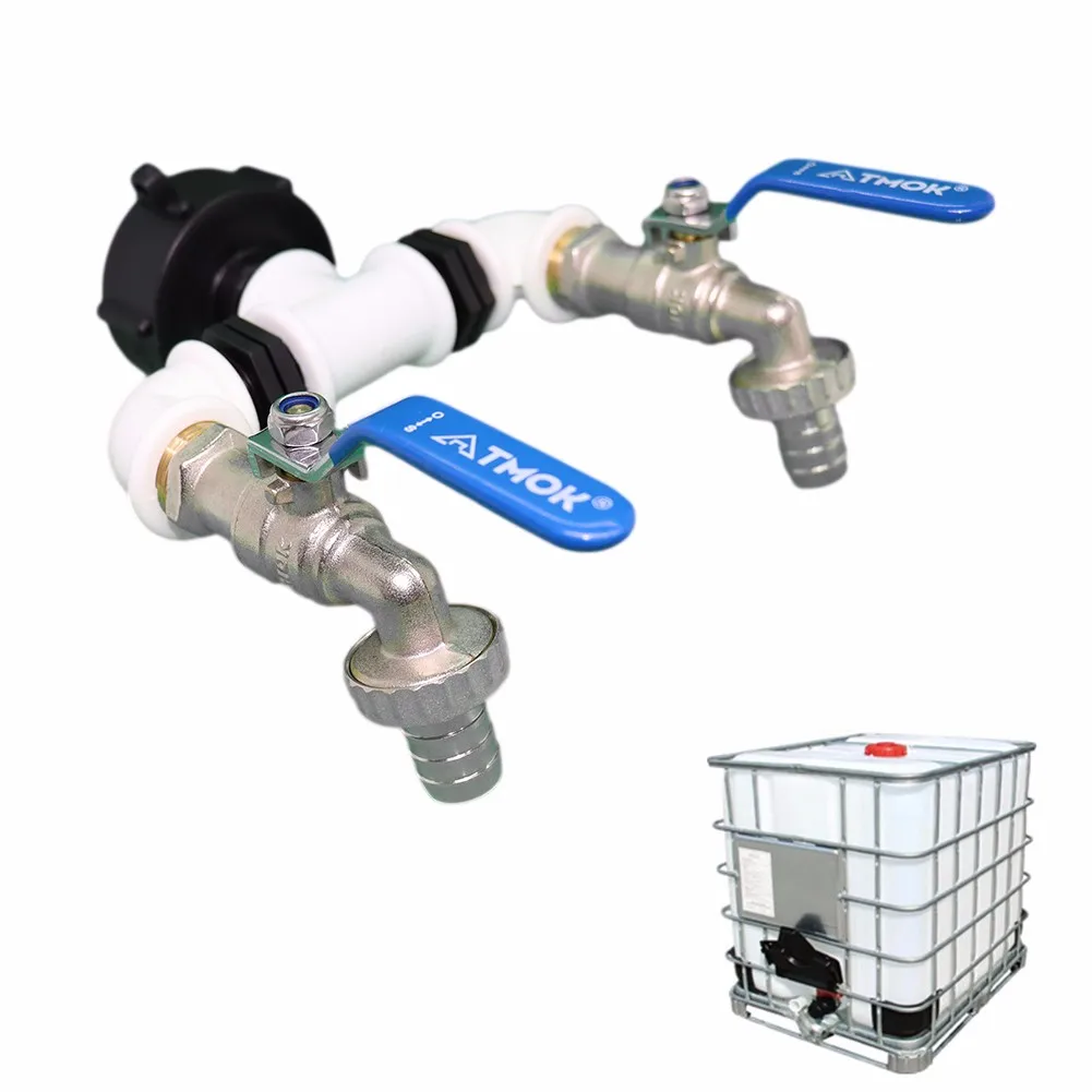 

IBC Adapter S60x6 Coarse Thread - 2-way 3/4 \"ball Valve Compatible ///// IBC Adapter
