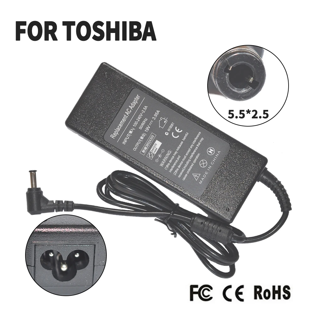 

19V 3.95A 75W 5.5*2.5mm AC Adapter Battery Charger for Toshiba Satellite L100 L300 L350 L450 L450D L500 L500D L505 L550 L555