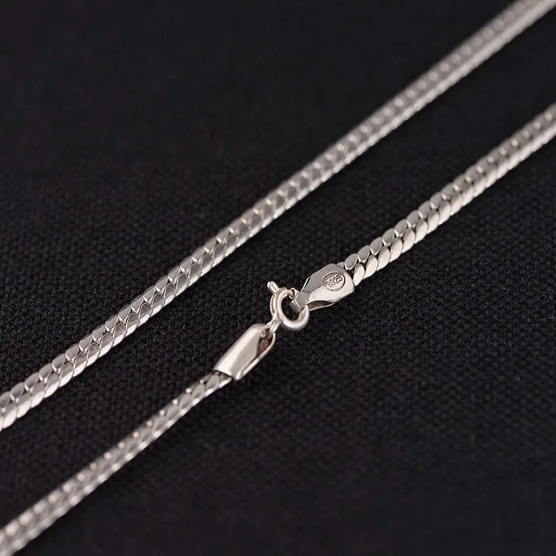 

FNJ 2mm Flat Snake Chain Necklaces 925 Silver 45cm to 50cm Fine Original S925 Silver Women Men Necklace for Jewelry Making