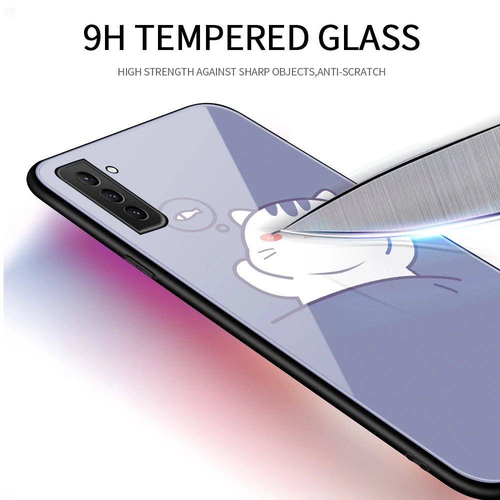 

Fashion Cartoon Animal Pattern 9H Tempered Glass Phone Case Back Cover For Samsung Note 20 Note 10 J2 Pro J3 J4 Plus J5 J6 J7 J8