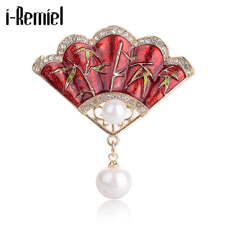 Ретро Красный вентилятор нагрудный знак брошь значок в китайском стиле