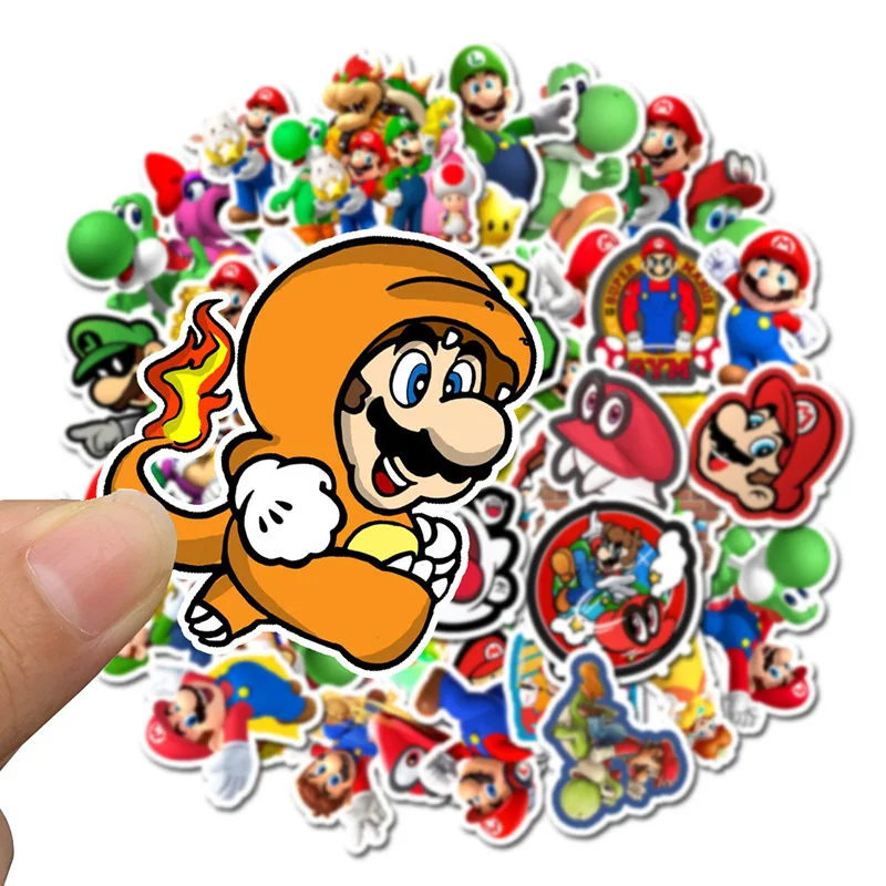 50 шт./упак. Аниме игры Super Mario футболка с декором в виде Водонепроницаемый чемодан ноутбук DIY гитара игрушка для скейтборда детские наклейки