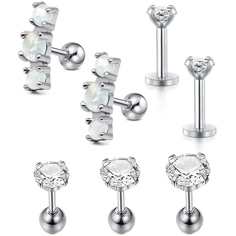 Серьги гвоздики из нержавеющей стали с фианитом на Козелок 16 г|Украшения для