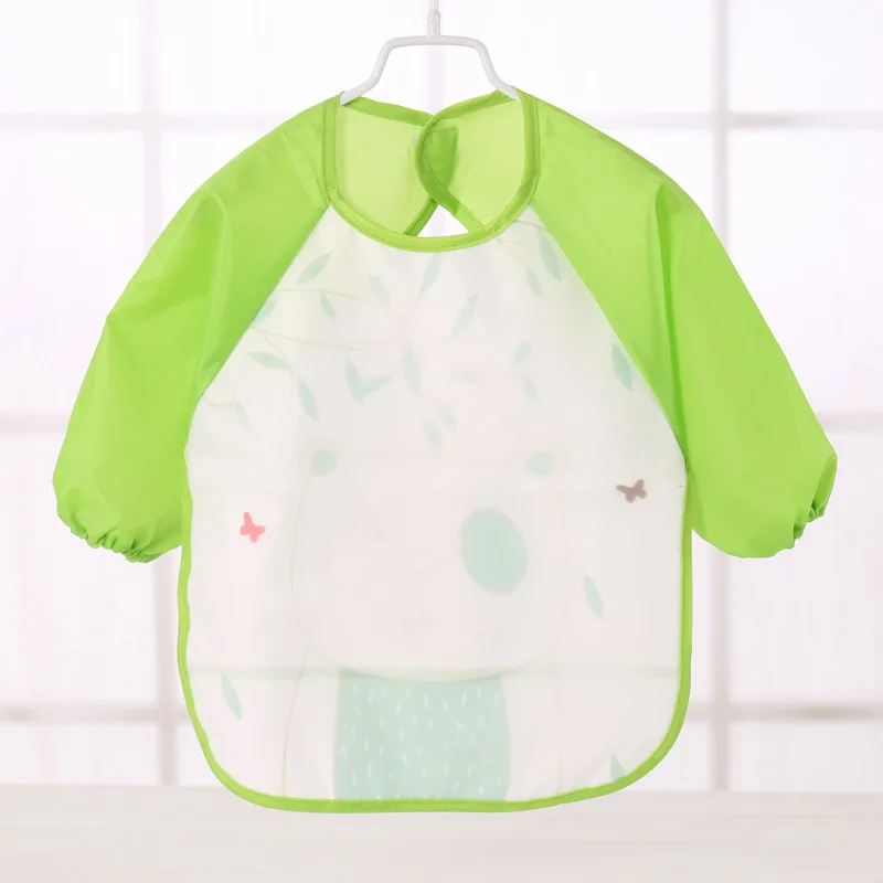 style2 panda Хлопковые Мультяшные детские нагрудники, водонепроницаемые, для малышей, для малышей, для кормления, с длинными рукавами, слюнявчик для мальчиков и девочек - Цвет: style2 panda