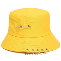 mens womans basin hat summer korean style pin ring iron decorated hat sunscreen fishermans cap uniset outdoor sunblock hat
