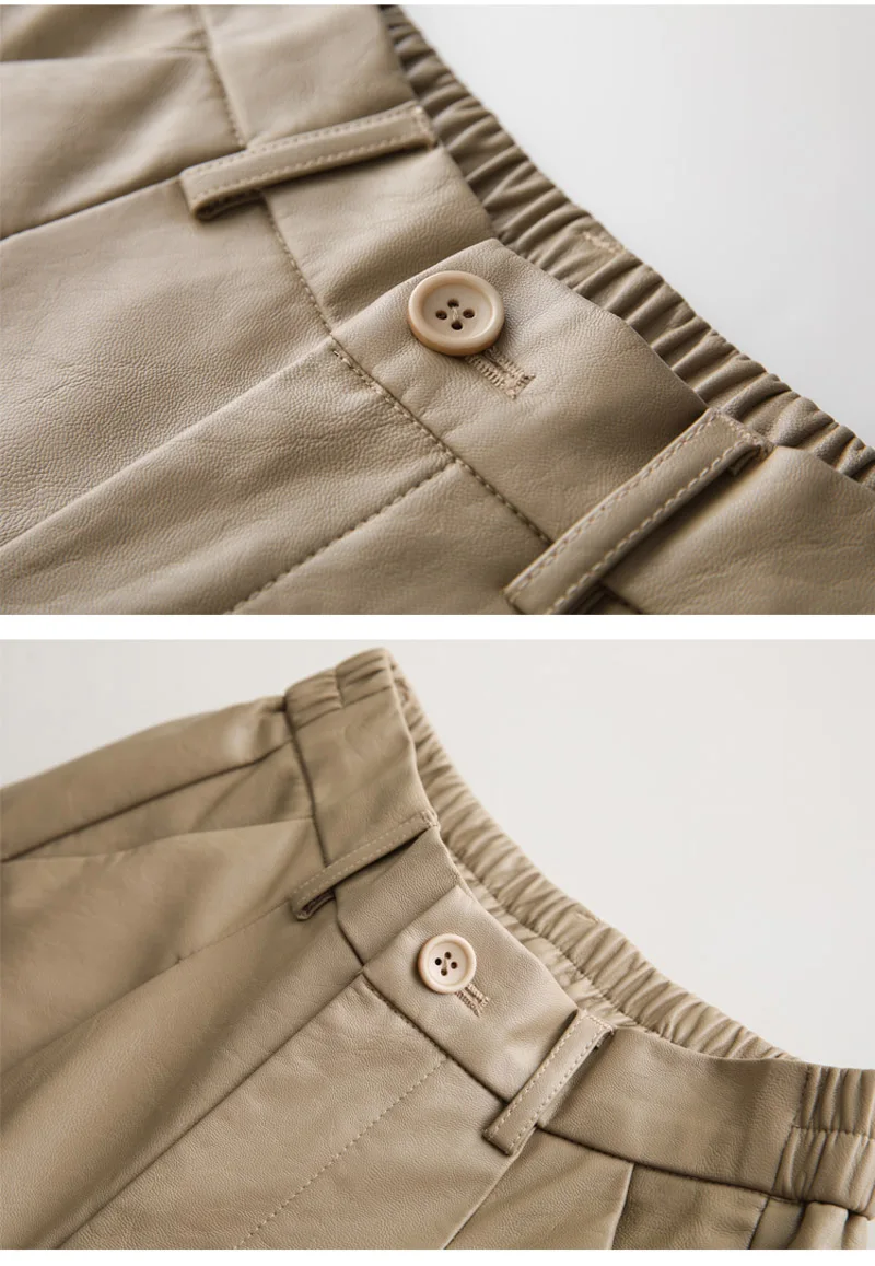 

2020 Fashion PU Leather Shorts Women's Autumn Summer Bermuda Elastic Waist Loose Five Points Leather Trouser Plus Size Shorts