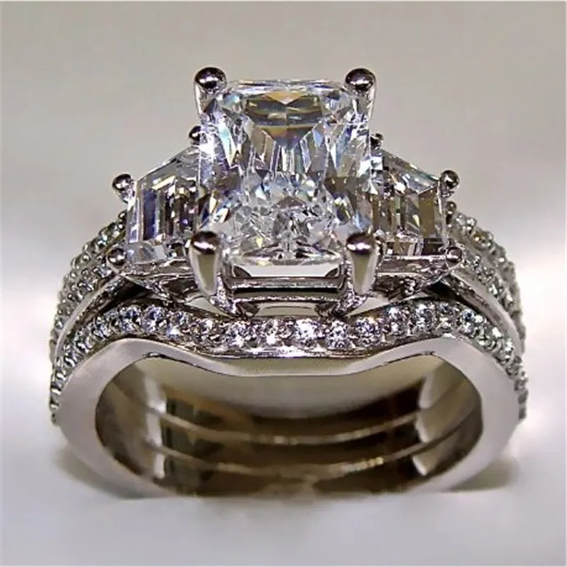 

Роскошный 10K белого золота 3ct лаборатория кольцо с бриллиантом, 925 серебро Бижу обручальное кольцо кольца для мужчин и женщин ювелирные изде...