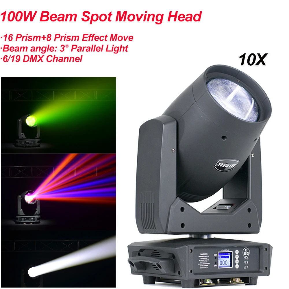 10Pcs/Lot Professional Music Stage Lighting 100W LED Beam Spot 2IN1 Moving Head Light DJ Disco Nightclub Party DMX Concert