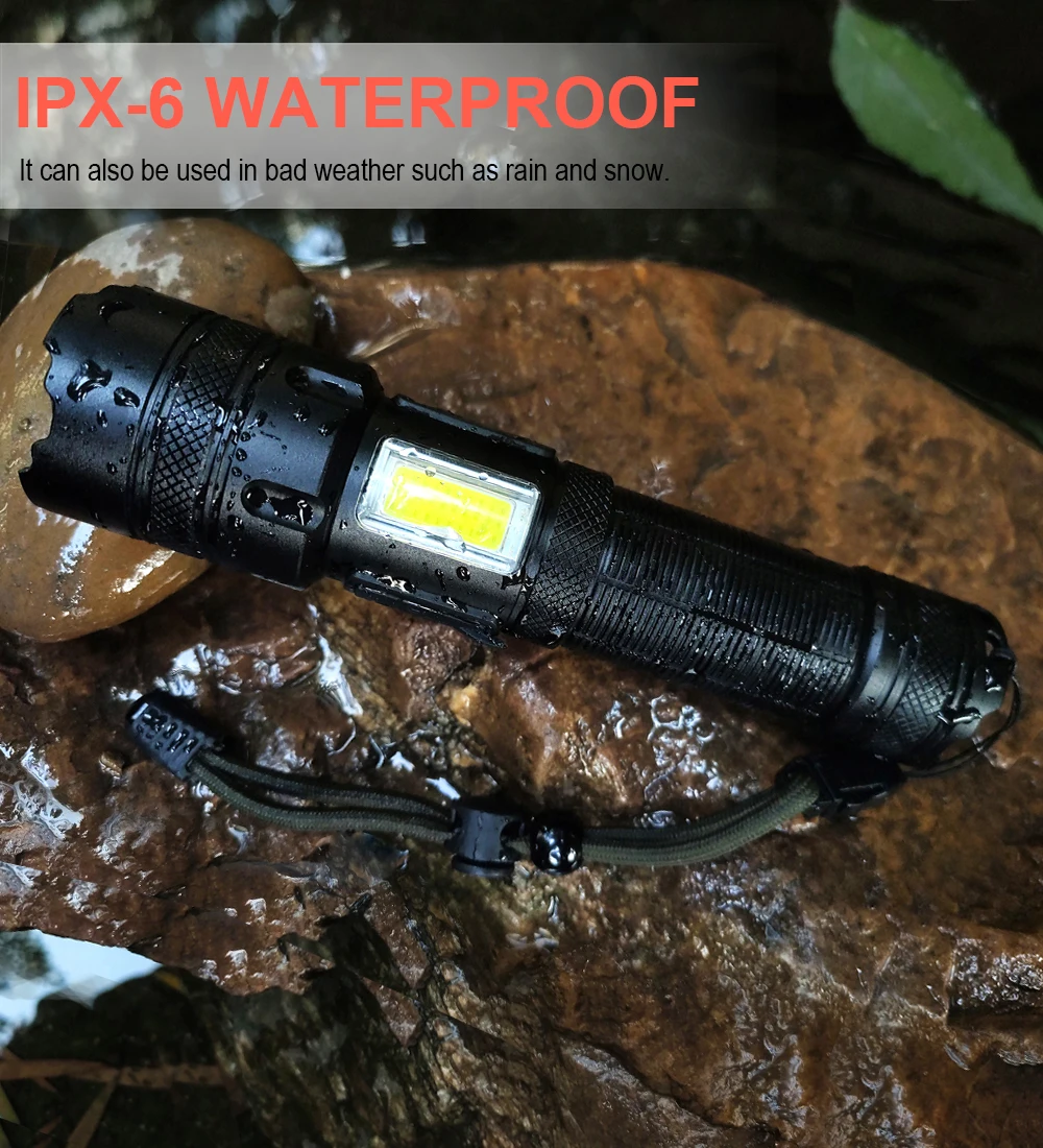 xhp160 powerful flashlight 16 core led hand lantern cob side light torch 7 lighting modes torchlight waterproof usb rechargeable free global shipping