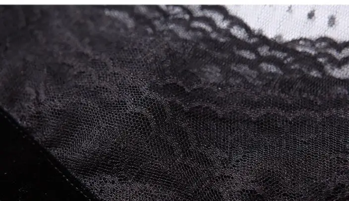 

Fall Spring Fashion Womens Mesh Turtleneck Lace Patchwork Black Velour T Shirt , Autumn Slim Dot Velvet Shirts Tops for Woman