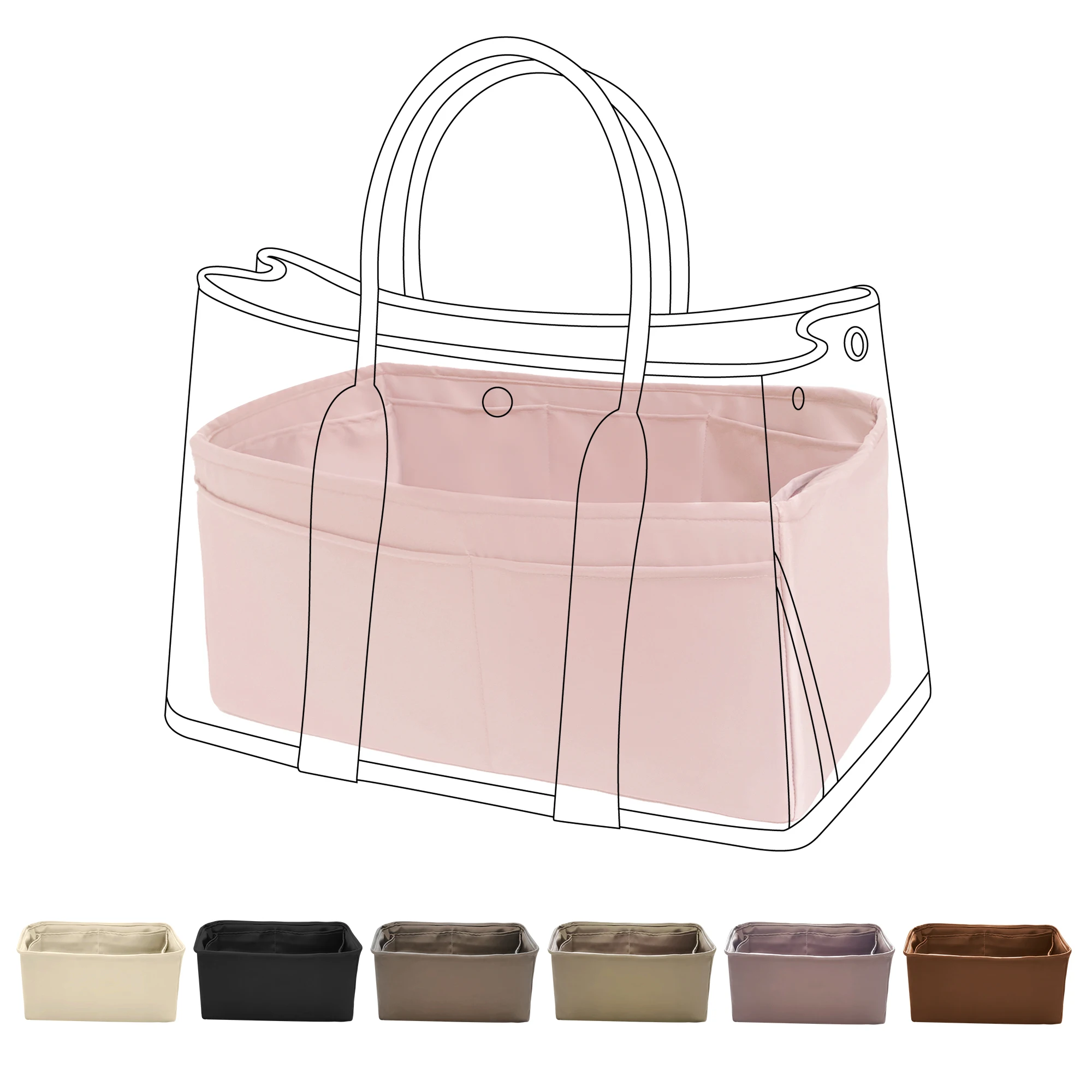 DGAZ Purse Organizer Satin Thick Fits H-GP（Garden party）30/36/49 Bags,Silk ,Luxury Handbag Tote in Bag Shapers