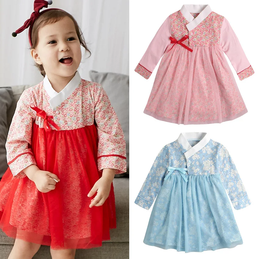 Корейское традиционное платье принцессы для девочек Одежда младенцев