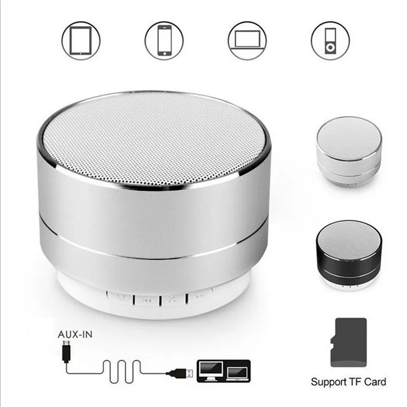 Модный Bluetooth динамик металлический беспроводной портативный мини с микрофоном